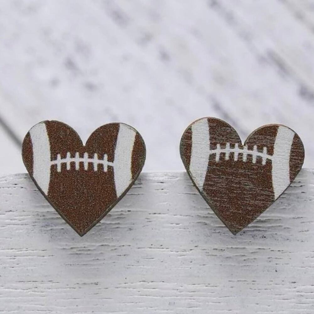 Football Wooden Earrings*